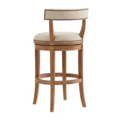 Kirkland's Home Natural Linen Upholstered Swivel Bar Stool- Bar Stools & Counter Height Stools