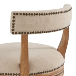 Kirkland's Home Natural Linen Upholstered Swivel Bar Stool- Bar Stools & Counter Height Stools