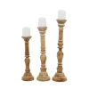 Kirkland's Home Natural Mango Wood Carved Candle Holders, Set Of 3- Candle Holders