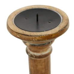 Kirkland's Home Natural Mango Wood Carved Candle Holders, Set Of 3- Candle Holders