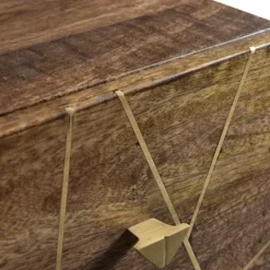 Kirkland's Home Natural Mango Wood Chest With Brass Inlay- Dressers & Chests