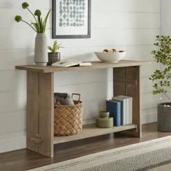 Kirkland's Home Natural Mango Wood Farmhouse Console- Console Tables