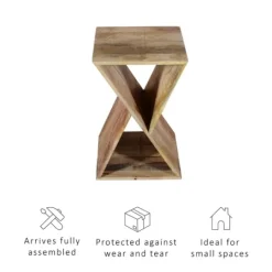 Kirkland's Home Natural Mango Wood Hourglass Accent Table- Accent & End Tables