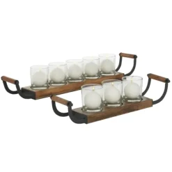 Kirkland's Home Natural Mango Wood 2-Pc. Candle Holders- Candle Holders
