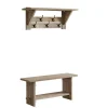 Kirkland's Home Natural Mango Wood 2-Pc. Wall Hook And Bench Set- Entryway Furniture