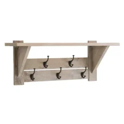 Kirkland's Home Natural Mango Wood 2-Pc. Wall Hook And Bench Set- Entryway Furniture