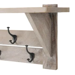 Kirkland's Home Natural Mango Wood 2-Pc. Wall Hook And Bench Set- Entryway Furniture