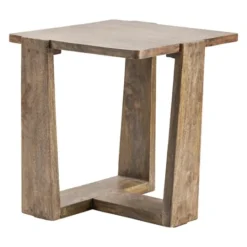 Kirkland's Home Natural Mango Wood T-Base Accent Table- Accent & End Tables
