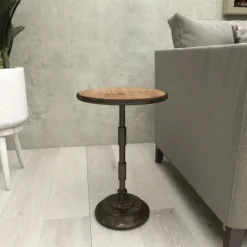 Kirkland's Home Natural Pine And Gray Metal Accent Table, 21 In.- Accent & End Tables