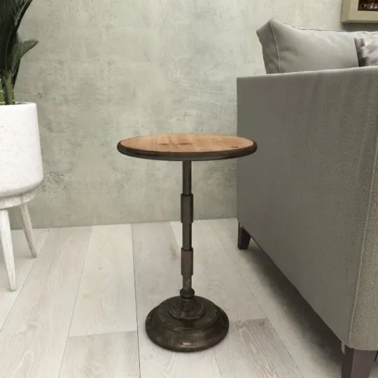 Kirkland's Home Natural Pine And Gray Metal Accent Table, 21 In.- Accent & End Tables
