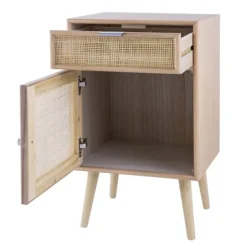 Kirkland's Home Natural Pine And Rat Single Door Cabinet- Cabinets & Sideboards