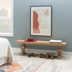 Kirkland's Home Natural Pine Wood Knotted Column Bench- Benches & Ottomans
