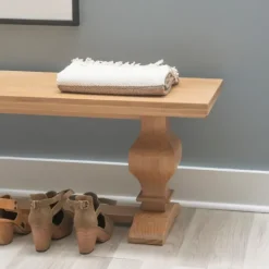 Kirkland's Home Natural Pine Wood Knotted Column Bench- Benches & Ottomans