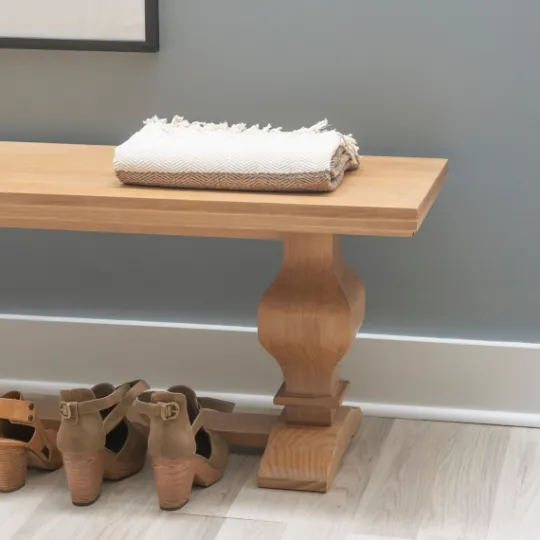 Kirkland's Home Natural Pine Wood Knotted Column Bench- Benches & Ottomans