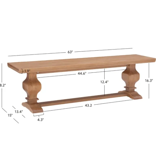 Kirkland's Home Natural Pine Wood Knotted Column Bench- Benches & Ottomans