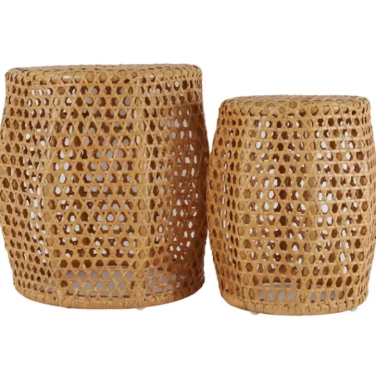 Kirkland's Home Natural Rat Drum 2-Pc. Accent Table Set- Accent & End Tables