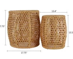 Kirkland's Home Natural Rat Drum 2-Pc. Accent Table Set- Accent & End Tables