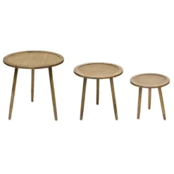 Kirkland's Home Natural Rat Tripod Accent Tables, Set Of 3- Accent & End Tables