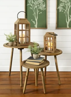 Kirkland's Home Natural Rat Tripod Accent Tables, Set Of 3- Accent & End Tables