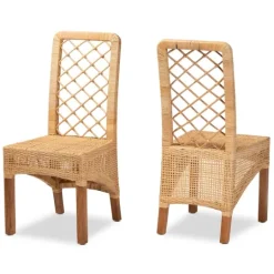 Kirkland's Home Natural Rat Woven Back Dining Chairs, Set Of 2- Dining Chairs