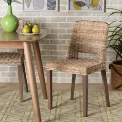 Kirkland's Home Natural Rattan Cutout Back Dining Chair- Dining Chairs