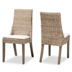 Kirkland's Home Natural Rattan High Back Dining Chairs, Set Of 2- Dining Chairs