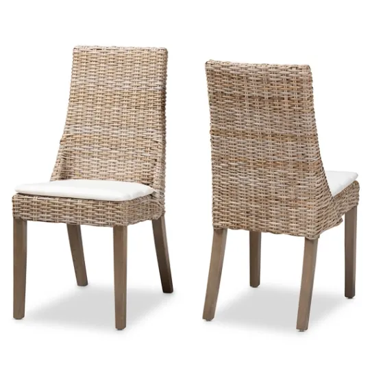 Kirkland's Home Natural Rattan High Back Dining Chairs, Set Of 2- Dining Chairs