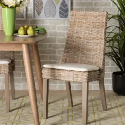Kirkland's Home Natural Rattan High Back Dining Chairs, Set Of 2- Dining Chairs