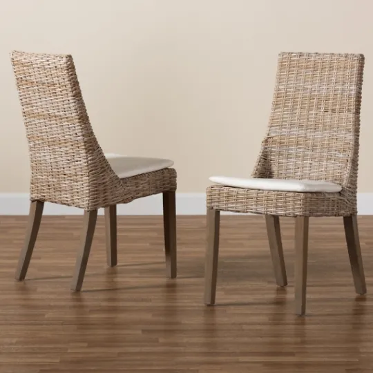 Kirkland's Home Natural Rattan High Back Dining Chairs, Set Of 2- Dining Chairs
