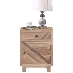 Kirkland's Home Natural Reclaimed Wood Diagonal Slats Nights D- Nightstands