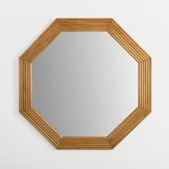 Kirkland's Home Natural Ribbed Frame Octagon Wall Mirror- Decorative Mirrors