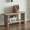 Kirkland's Home Natural Rustic Whitewashed Mango Wood Bench- Benches & Ottomans