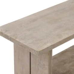 Kirkland's Home Natural Rustic Whitewashed Mango Wood Bench- Benches & Ottomans