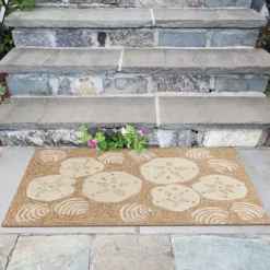 Kirkland's Home Natural Sand Dollar Outdoor Accent Rug- Outdoor Rugs