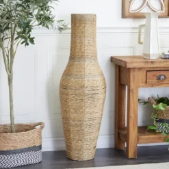 Kirkland's Home Natural Seagrass Tapered Coastal Vase, 43 In.- Vases