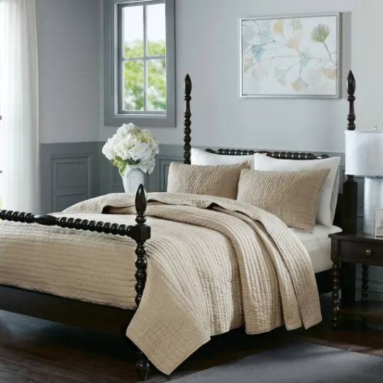 Kirkland's Home Natural Serene Quilted 3-Pc. King Coverlet Set- Bedspreads & Coverlets