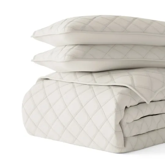 Kirkland's Home Natural Stitched Diamond 2-Pc. Twin Quilt Set- Quilts