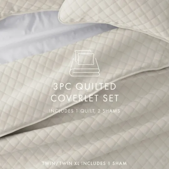 Kirkland's Home Natural Stitched Diamond 2-Pc. Twin Quilt Set- Quilts