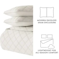 Kirkland's Home Natural Stitched Diamond 3-Pc. Queen Quilt Set- Quilts