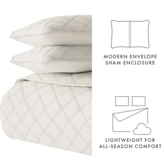 Kirkland's Home Natural Stitched Diamond 3-Pc. Queen Quilt Set- Quilts