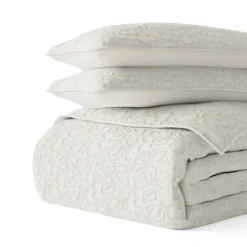 Kirkland's Home Natural Stitched Floral 2-Pc. Twin Quilt Set- Quilts