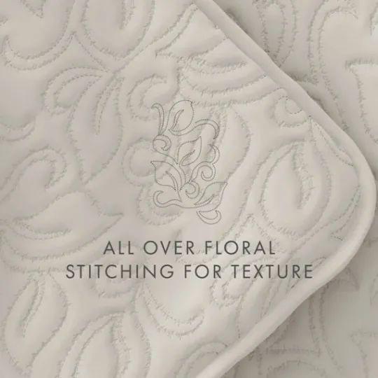 Kirkland's Home Natural Stitched Floral 3-Pc. Queen Quilt Set- Quilts