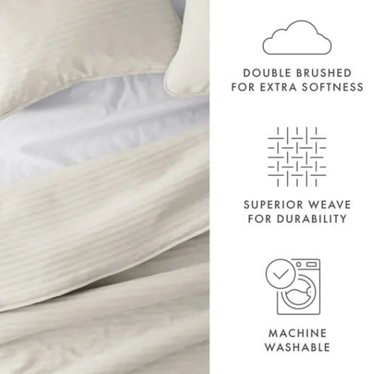 Kirkland's Home Natural Stitched Stripes 3-Pc. Queen Quilt Set- Quilts