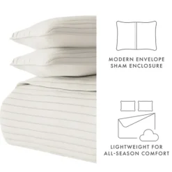 Kirkland's Home Natural Stitched Stripes 3-Pc. Queen Quilt Set- Quilts