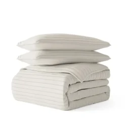 Kirkland's Home Natural Stitched Stripes 3-Pc. King Quilt Set- Quilts