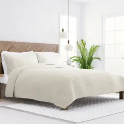Kirkland's Home Natural Stitched Stripes 2-Pc. Twin Quilt Set- Quilts