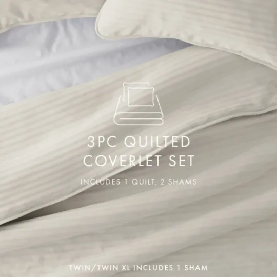 Kirkland's Home Natural Stitched Stripes 2-Pc. Twin Quilt Set- Quilts