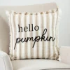 Kirkland's Home Natural Stripe Hello Pumpkin Pillow- Pillows