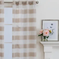 Kirkland's Home Natural Stripe Sheer Single Curtain Panel, 84 In.- Curtains & Drapes
