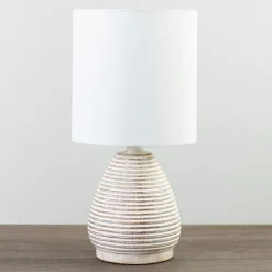 Kirkland's Home Natural Stripe Table Lamp- Table Lamps